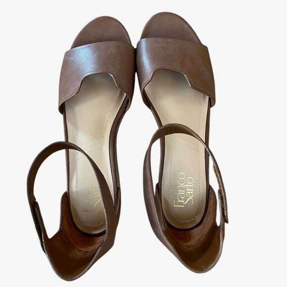 NWOT Franco Sarto Perfetto Cork Wedge Brown Sandals – Sz 10M - Picture 6 of 7